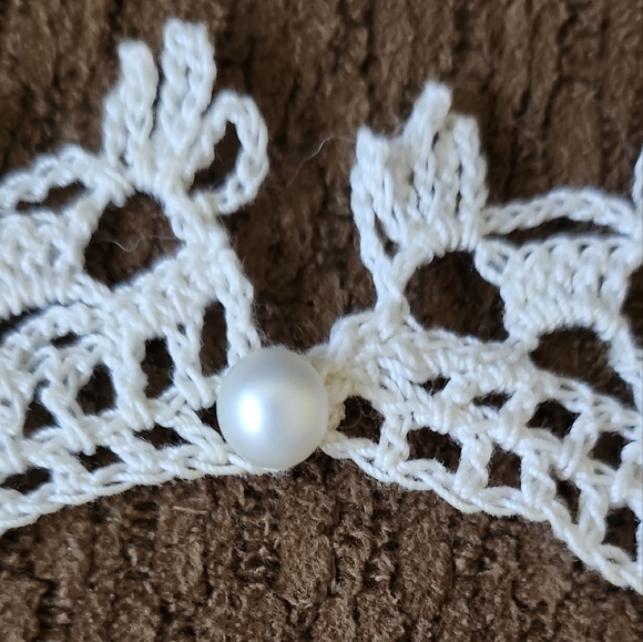 VINTAGE Handmade Crochet Lace Dress Collar - Picture 4 of 12